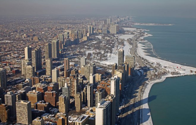 Chicago and Lake Michigan view from the top